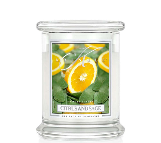 Kringle Jar Medium Citrus and Sage kaufen | Duft: Zitrus, Kräuter, Sandelholz, Patschuli, Tonkabohne | Brenndauer: 75 Stunden
