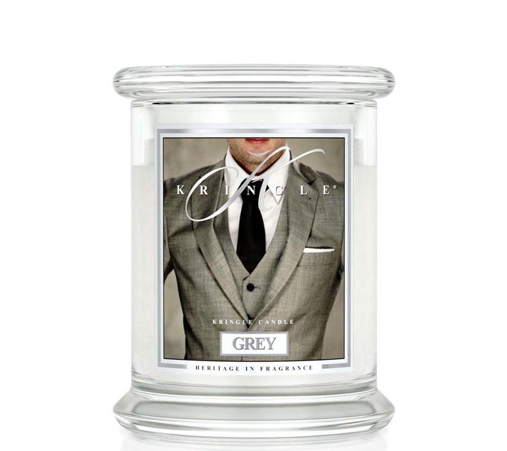 Kringle Jar Medium Grey von Kringle Candle kaufen | Duft: Moschus, Zitrus, Patschuli, Sandelholz, Vanille | Brenndauer: 75 Stunden