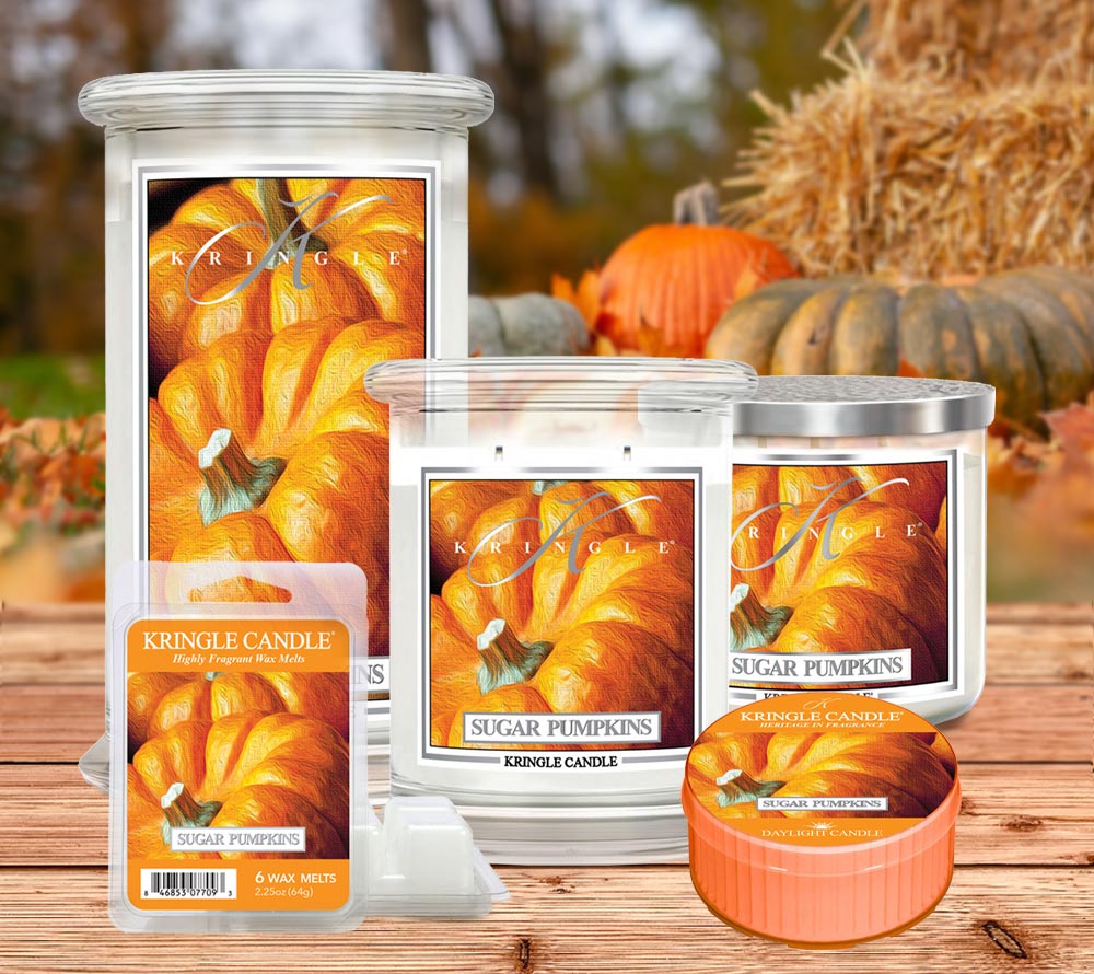 Kringle Candle Sugar Pumpkins – Duftkerze mit Kürbis, Zimt, Orange & Vanille. Herbstlicher Wohlgeruch für Zuhause, ideal für Geschenke & stimmungsvolle Ambiente.