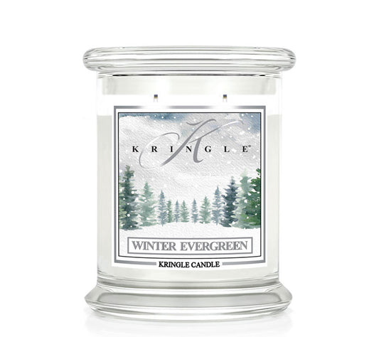 Kringle Jar Medium Winter Evergreen von Kringle Candle kaufen | Duft: Frisch, Fruchtig, Tanne, Rosmarin | Brenndauer: 75 Stunden 