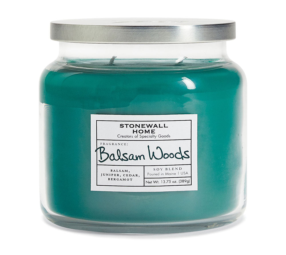 Stonewall Jar Medium Balsam Woods von Stonewall Kitchen kaufen | Duft: Kiefer, Balsam, Wacholder, Zeder, Bergamotte | Brenndauer: 105 Stunden