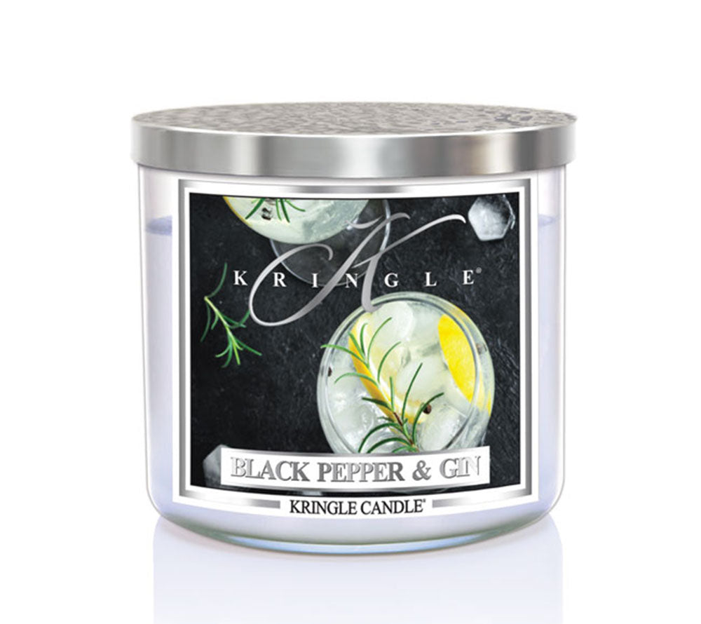 14.5oz Soy Jar Black Pepper Gin von Kringle Candle kaufen | Duft: Prickelnd, spritzig, würzig, frisch | Brenndauer: 45 Stunden 