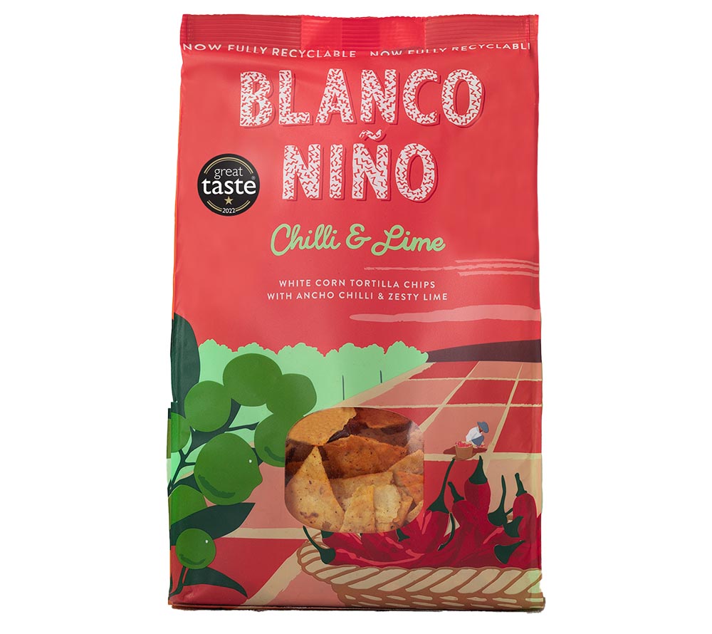 Blanco Niño Chilli & Lime Tortilla Chips kaufen | 100 % vegan & glutenfrei | Authentischer Geschmack durch traditionelle Nixtamalisierung  EU-weiter Versand