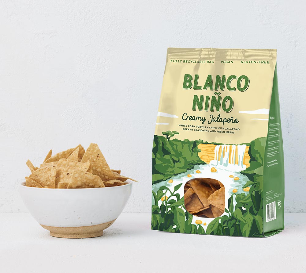 Blanco Niño Creamy Jalapeno Tortilla Chips kaufen | 100 % vegan & glutenfrei | Authentischer Geschmack durch traditionelle Nixtamalisierung  EU-weiter Versand