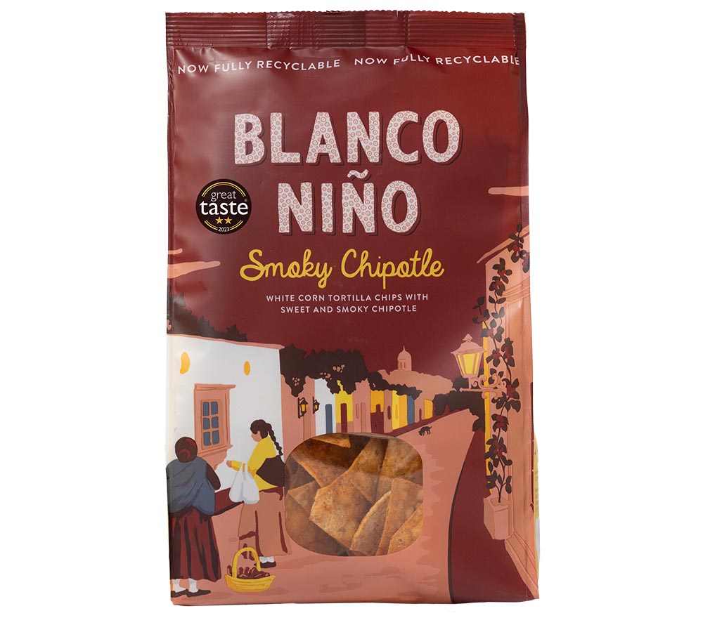 Blanco Niño Smoky Chipotle Tortilla Chips kaufen | 100 % vegan & glutenfrei | Authentischer Geschmack durch traditionelle Nixtamalisierung  EU-weiter Versand