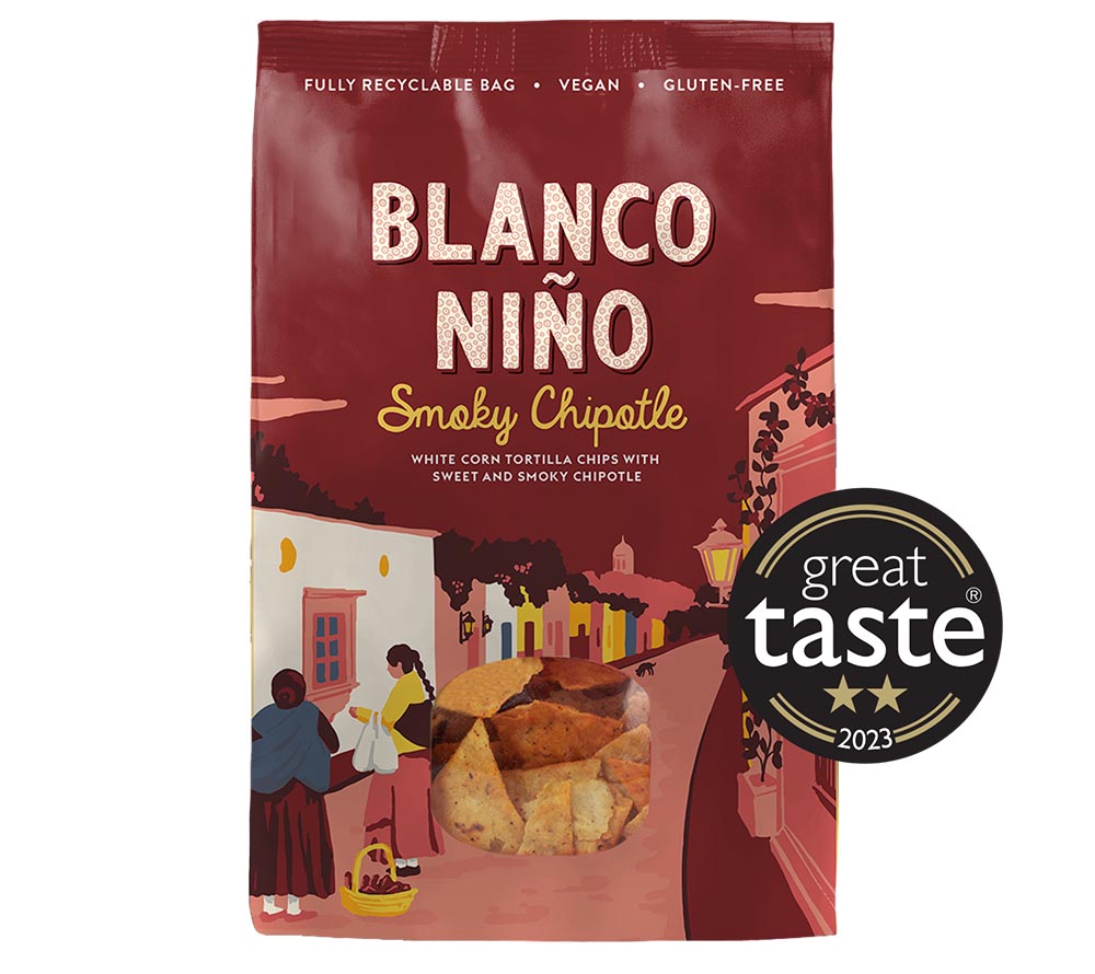 Blanco Niño Smoky Chipotle Tortilla Chips kaufen | 100 % vegan & glutenfrei | Authentischer Geschmack durch traditionelle Nixtamalisierung  EU-weiter Versand