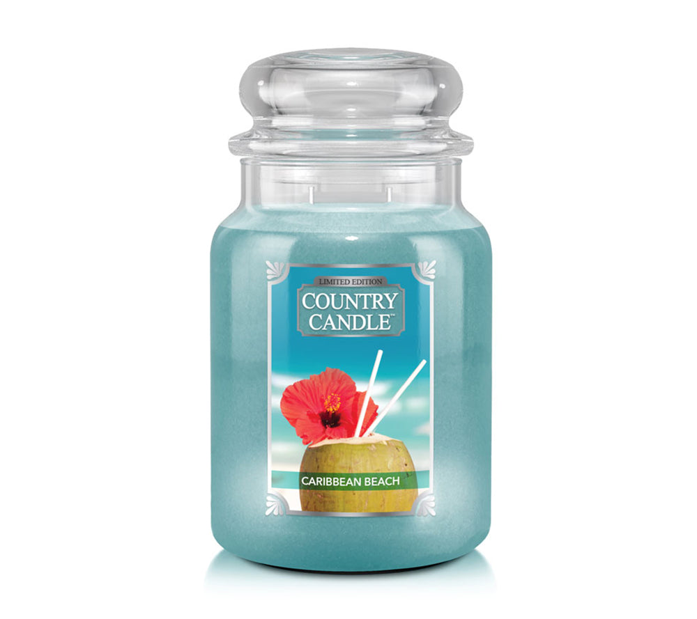 Country Jar Large Caribbean Beach von Kringle Candle kaufen | Duft: Ananas, Birne, fruchtig, süß, Frühlingsduft | Brenndauer: 100-150 Stunden | EU-weiter Versand