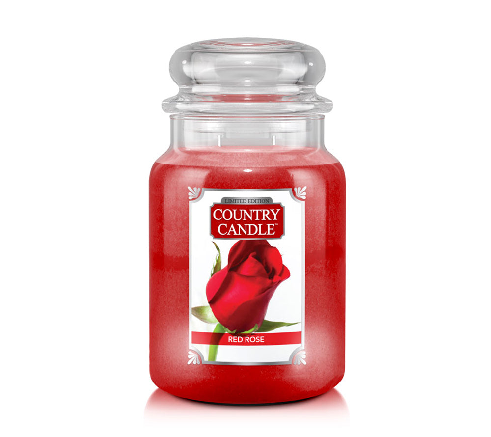 Country Jar Large Red Rose von Kringle Candle kaufen | Duft: Rote Rosen, Rosenblätter, Äpfel, fruchtig, blumig | Brenndauer: 100-150 Stunden | EU-weiter Versand