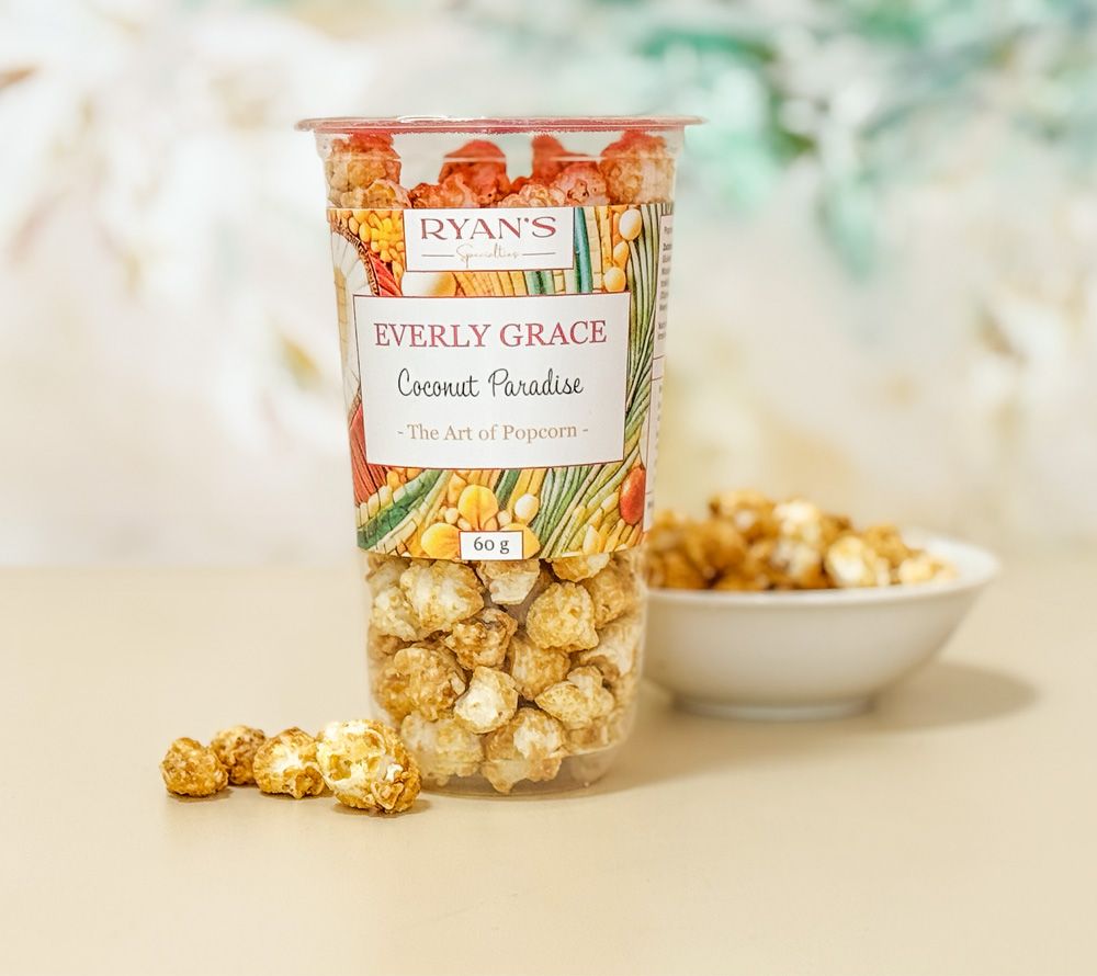 Popcorn Coconut Paradise Cup von Everly Grace kaufen | tropisch-exotisch mit Kokosraspeln | Perfekt zum Snacken zwischendurch 