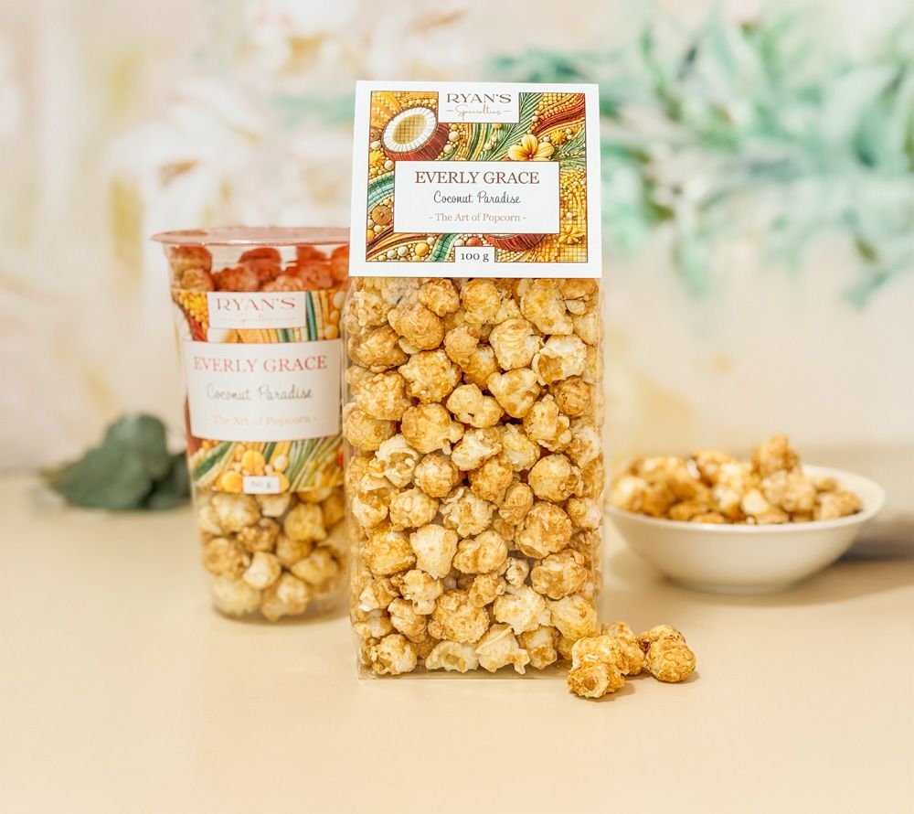 Everly Grace Popcorn Coconut Paradise Bag 100 g von Ryan's Specialties kaufen | Süß, knusprig, Kokos | Perfekt für Filmabende