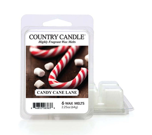 Country Wax Melts 6 pcs Candy Cane Lane von Country Candle kaufen | Duft: Frisch, süß, schokoladig, pfefferminzig | Mehrmals schmelzbar