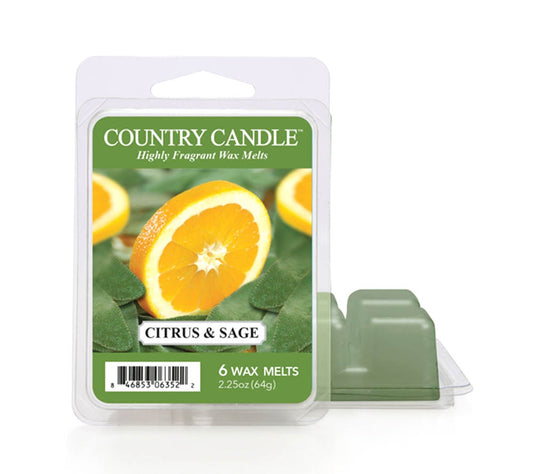 Country Wax Melts 6 pcs Citrus & Sage von Country Candle kaufen | Duft: frisch, holzig, warm, würzig, belebend | Mehrmals schmelzbar