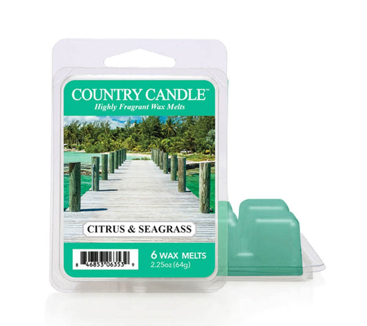 Country Wax Melts 6 pcs Citrus & Seagrass von Country Candle kaufen | Duft: Erfrischend, belebend, zitrus, maritim, holzig | Mehrmals schmelzbar 
