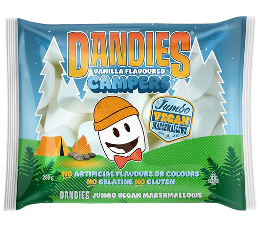 Dandies Marshmallow Vanilla Jumbo kaufen | kultige, vegane Jumbo-Marshmallows | perfekt für S'mores und Rösten über Feuer | EU-weiter Versand