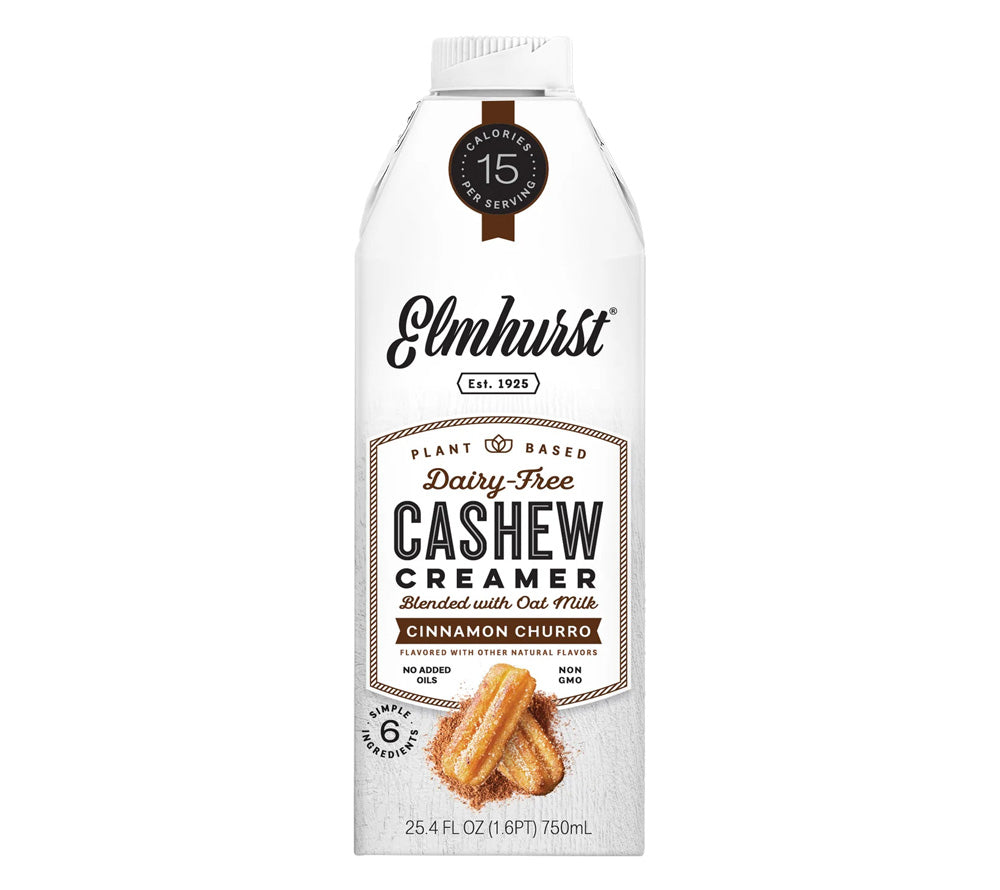 Cashew Creamer Cinnamon Churro von Elmhurst kaufen | Zimt-Churro und Kaffee Creamer in einem Produkt vereint | Unverzichtbar für Ihr trendiges Sortiment