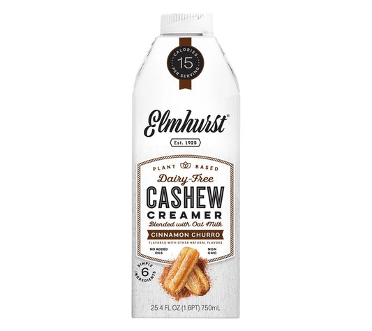 Cashew Creamer Cinnamon Churro von Elmhurst kaufen | Zimt-Churro und Kaffee Creamer in einem Produkt vereint | Unverzichtbar für Ihr trendiges Sortiment