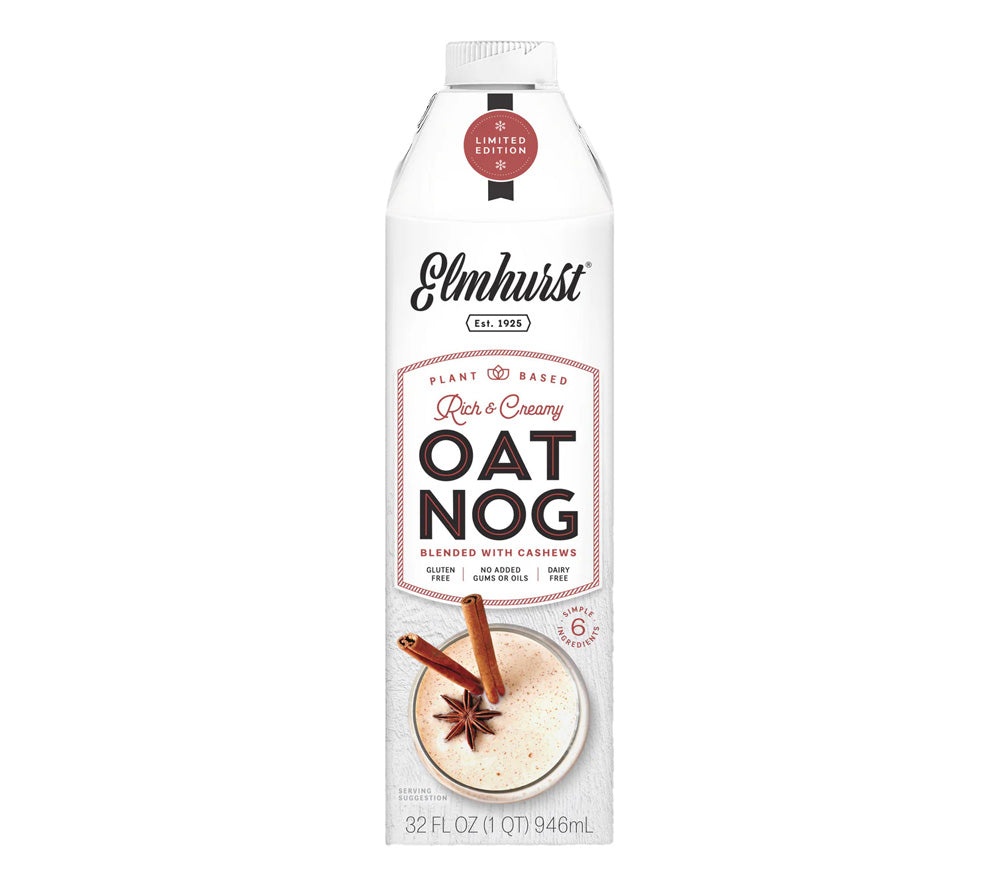 OatNog Cashew Drink von Elmhurst kaufen | Bieten Sie Ihren Kunden die pflanzliche Alternative des beliebten Eggnog | perfekt für das weihnachtliche Sortiment