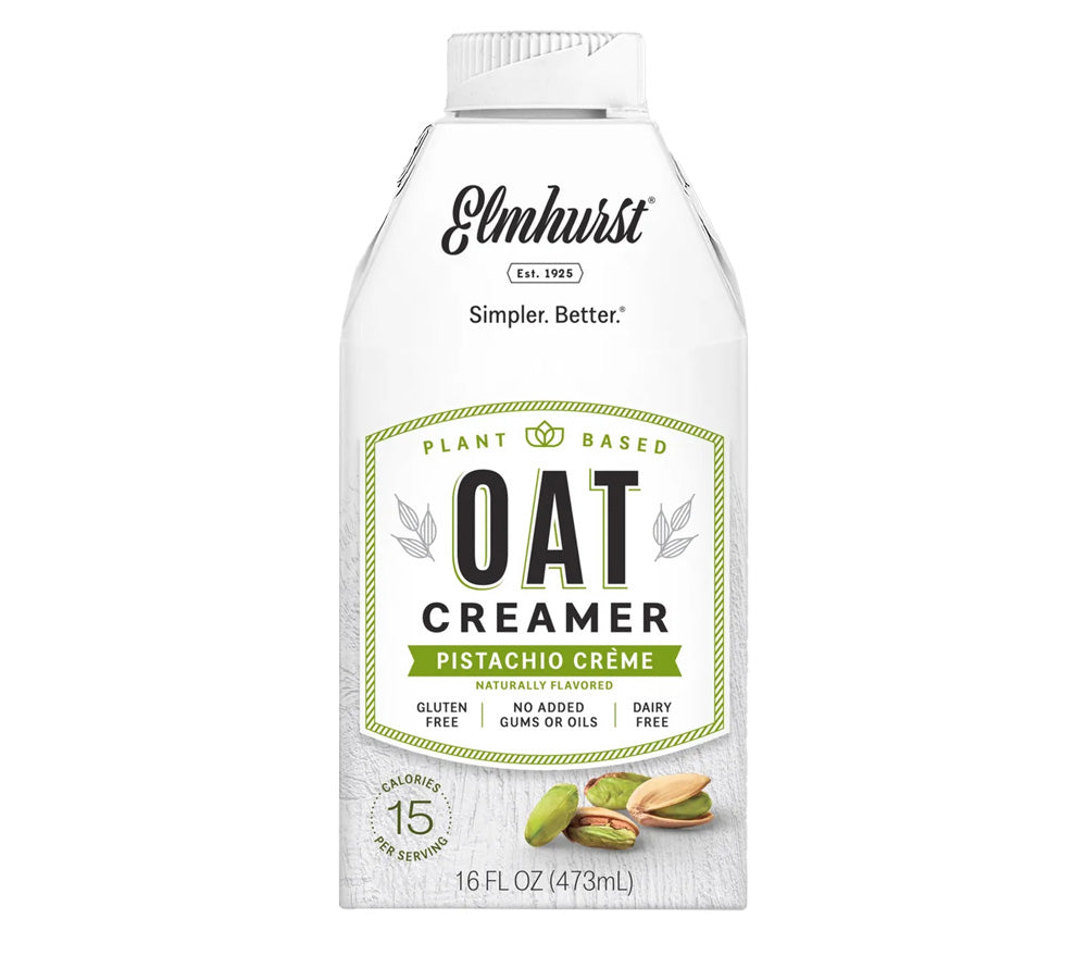 Pistachio Creme Oat Creamer von Elmhurst kaufen | 100% pflanzlich | ohne künstliche Zusatzstoffe | vielseitige Ergänzung für Ihr Sortiment