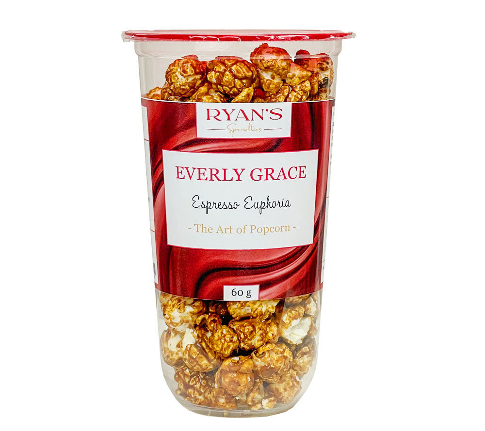 Everly Grace Popcorn Espresso Euphoria Cup 60 g von Ryan's Specialties kaufen | Karamell mit Espresso | Perfekt für Filmabende 