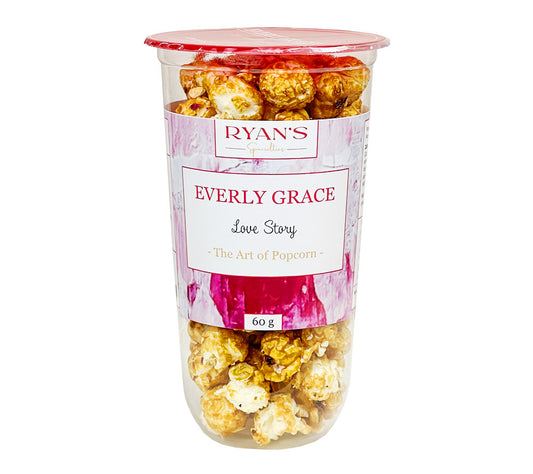 Everly Grace Popcorn Love Story Cup 60 g von Ryan's Specialties kaufen | Süß, Vanille und Mandeln | Perfekt für Filmabende und als Geschenk | EU-weiter Versand