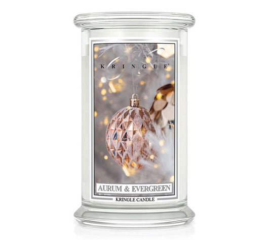Kringle Jar Large Aurum & Evergreen von Kringle Candle kaufen | Duft: Fruchtige Frische, festlich, Evergreen | Brenndauer: 100 Stunden