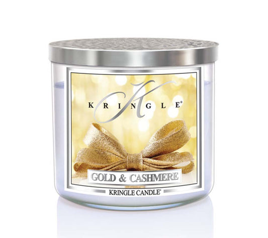 14.5oz Soy Jar Gold & Cashmere von Kringle Candle kaufen | Duft: Exotisch, frisch, süß | Brenndauer: 45 Stunden 