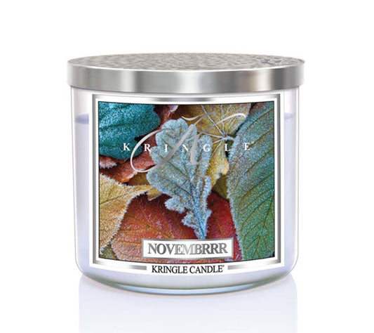 14.5oz Soy Jar Novembrrr von Kringle Candle kaufen | Duft: Kühler Novembermorgen, erdig, frisch, Lavendel | Brenndauer: 45 Stunden