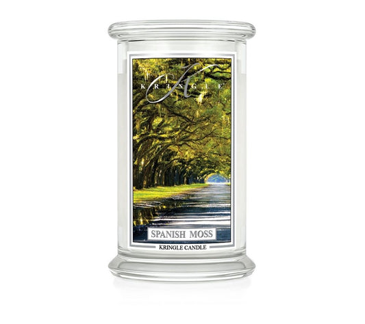 Kringle Candle Jar Large Spanish Moss kaufen | geheimnisvolle Atmosphäre verwunschener Wälder | charismatischer Duft mit Tiefe