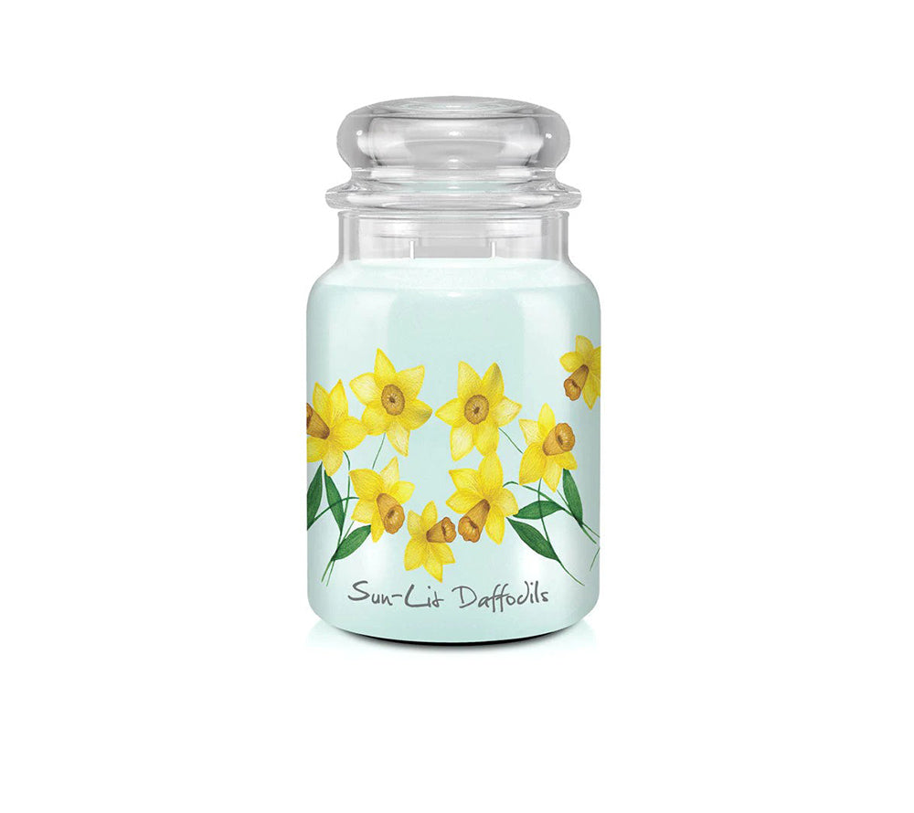 Country Jar Large Sun lit Daffodils von Kringle Candle kaufen | Duft: Frisch, blumig, süßlich, Frühlingsduft | Brenndauer: 100-150 Stunden | EU-weiter Versand