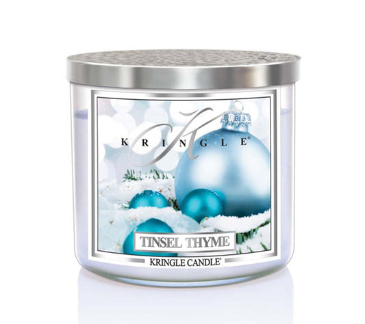 14.5oz Soy Jar Tinsel Thyme von Kringle Candle kaufen | Duft: Winterlich, aromatisch, festlich | Brenndauer: 45 Stunden 
