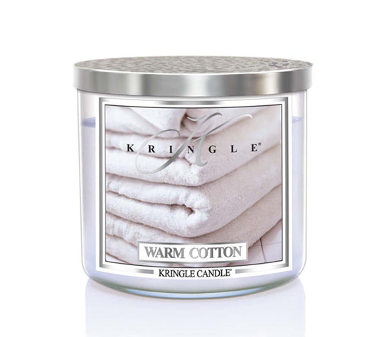 14.5oz Soy Jar Warm Cotton von Kringle Candle kaufen | Duft: Gemütlich, frisch, einhüllend, blumig, entspannend | Brenndauer: 45 Stunden