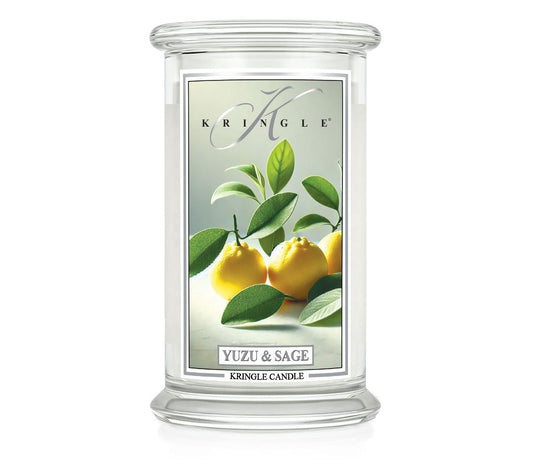 Kringle Candle Large Jar Yuzu & Sage kaufen | Frische trifft Kräuteraroma | belebende, fruchtige Nuancen | für alle die Zitrusdüfte lieben