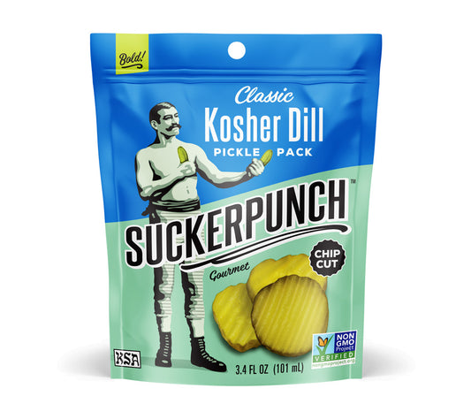 Classic Dill Pickle Chips Snack Pack von SuckerPunch Gourmet kaufen | kräftig, dillig, knackig | Ideal für Snacks, Sandwiches und Burger