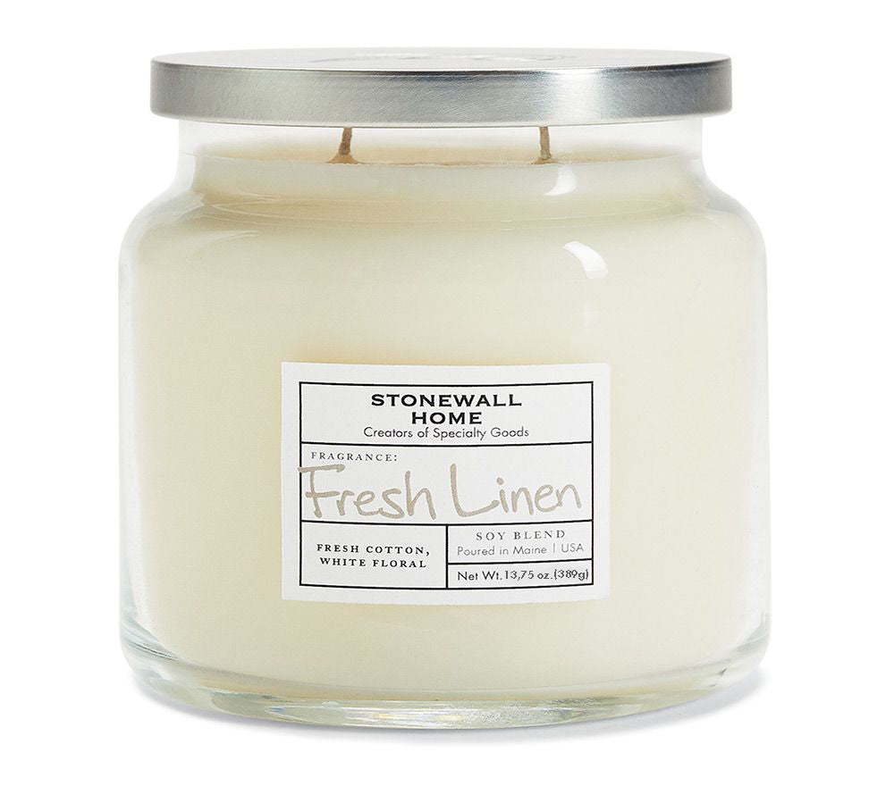 Stonewall Jar Medium Fresh Linen von Stonewall Kitchen kaufen | Duft: Frisch, sauber, blumig, angenehm, leicht | Brenndauer: 105 Stunden