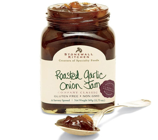 Roasted Garlic Onion Jam von Stonewall Kitchen kaufen | Süßer Knoblauch und Zwiebeln, leichte Säure | Ideal für Burger, Fleisch und Käse