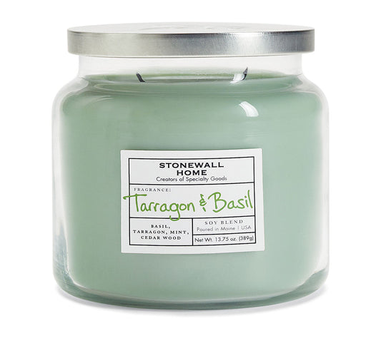 Stonewall Jar Medium Tarragon & Basil von Stonewall Kitchen kaufen | Duft: Estragon, Basilikum, Minze, Zedernholz | Brenndauer: 105 Stunden