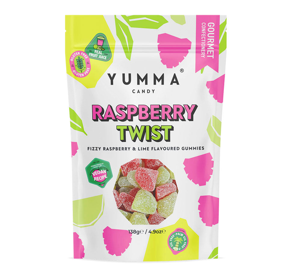 Raspberry Twist von Yumma Candy kaufen | Ergänzen Sie Ihr Sortiment mit stylisch-leckeren Gummibonbons | vereint süß und sauer in Perfektion